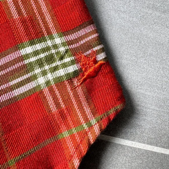 Orvis Heavyweight Orange Green Plaid Field Flannel Button Down Shirt Large - Picture 5 of 10